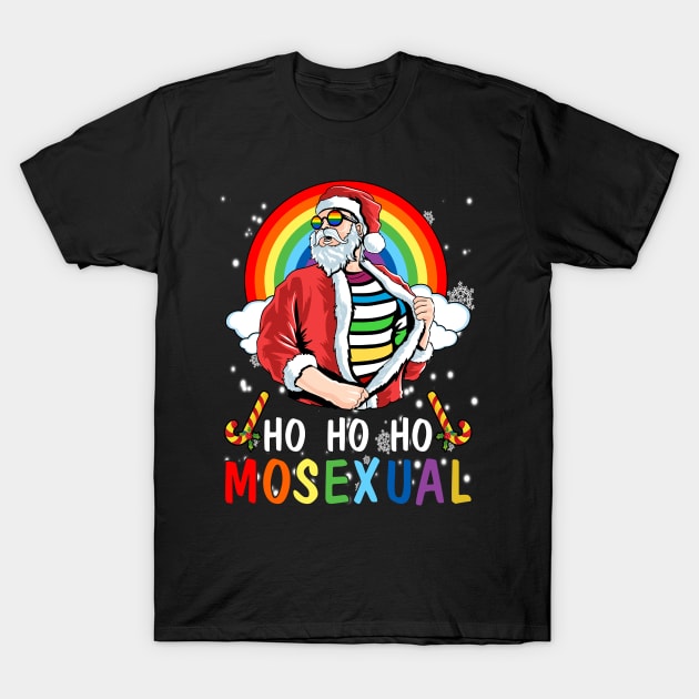 Mens Ho Ho Ho Mosexual Gay Santa LGBT Pun Gay Pride Christmas T-Shirt by waterbrookpanders